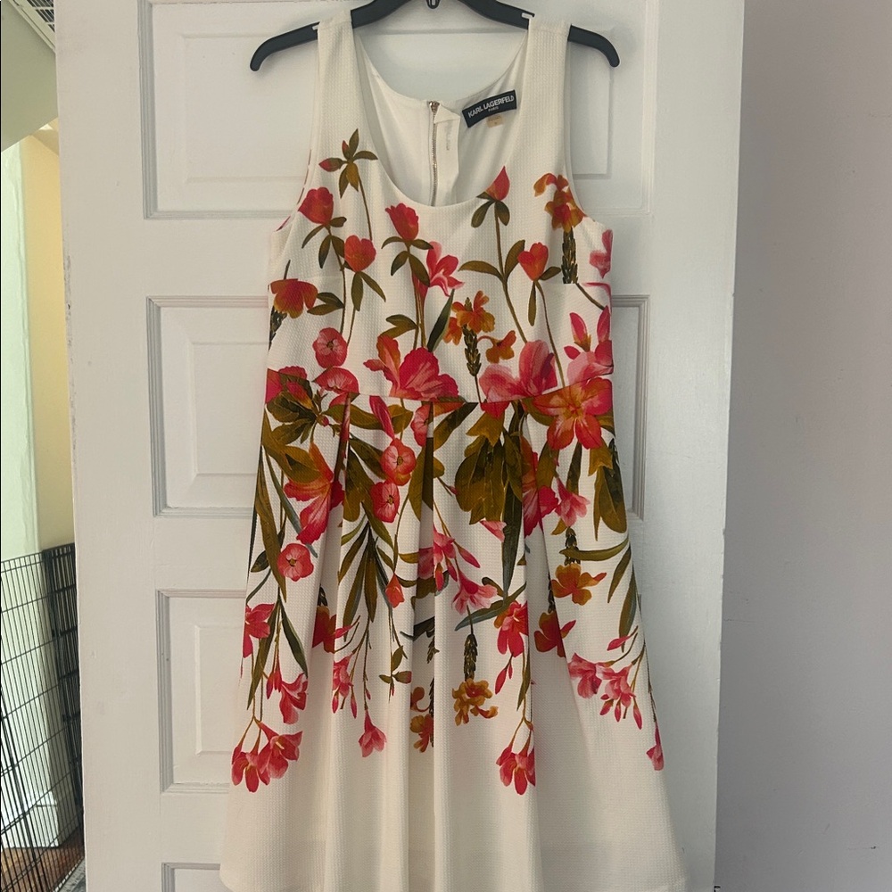 Karl Lagerfeld White Floral Midi Dress